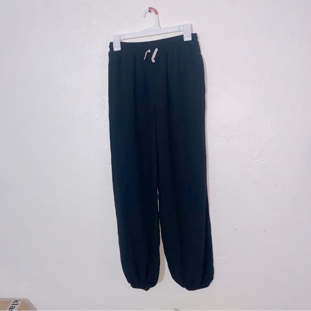 Zara Joggers Breezy Lightweight Drawstring Textured Women’s Small Solid Black